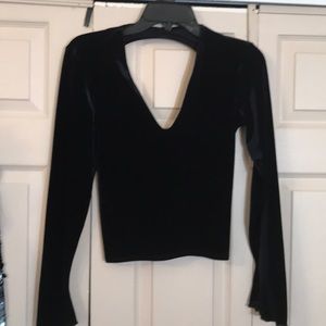 SEXY Top Black Velvet Stretch low cut open back